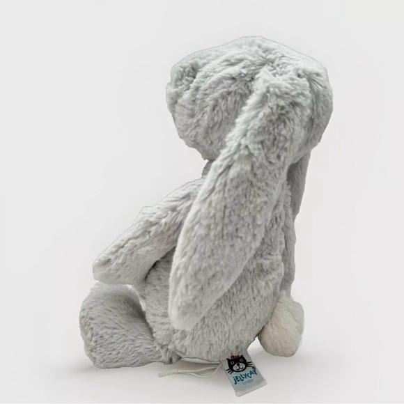Jellycat London Bashful Bunny Gray Medium 12” Plush Toy Stuffed Rabbit Pink Nose - Picture 2 of 8